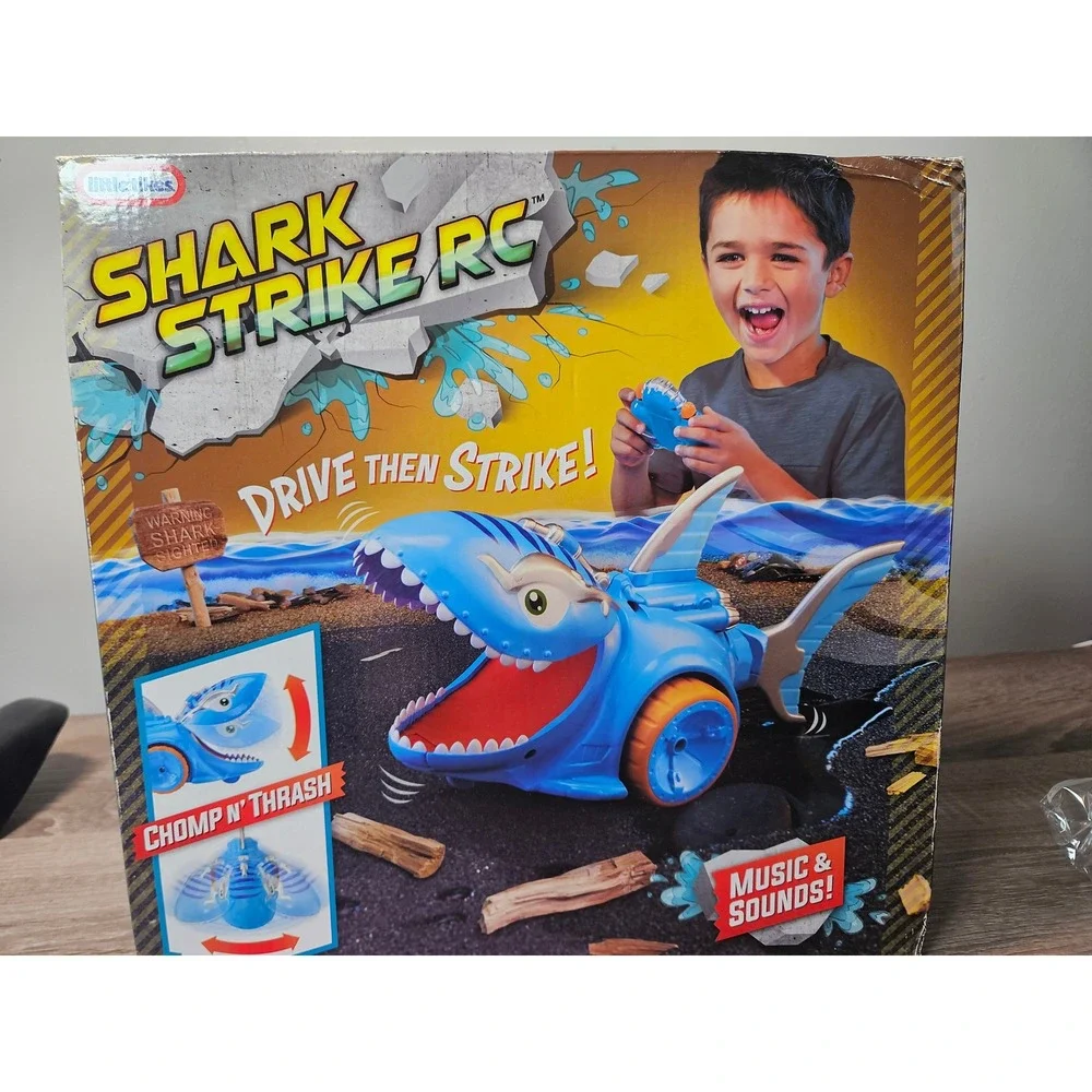 Little Tikes Shark Strike RC Remote Control Toy Blue 360 Spins Music Sounds